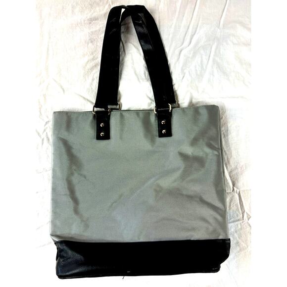 Calvin Klein Collection Nylon Tote Bag Silver with Black Trim - Picture 7 of 12